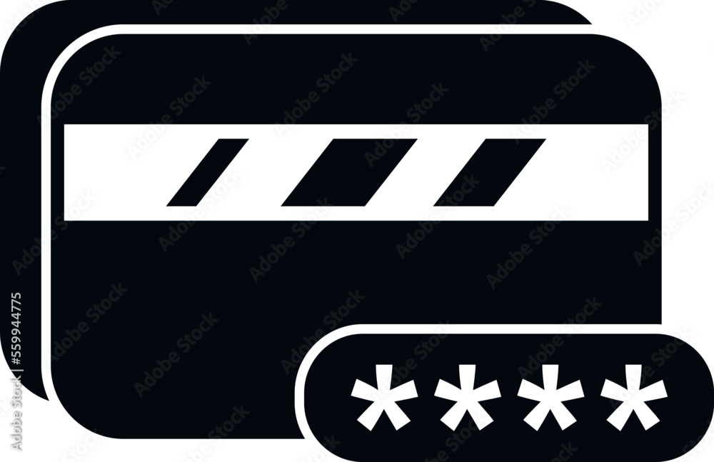 Poster credit card secured icon simple vector. code lock. secure key