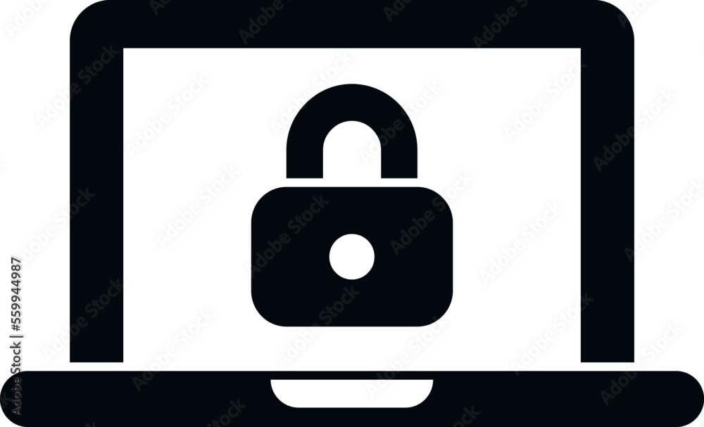 Poster secured laptop icon simple vector. cipher data. lock code