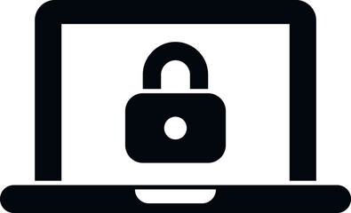 Secured laptop icon simple vector. Cipher data. Lock code