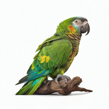 Amazon Parrot  full body image with white background ultra realistic