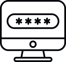 Lock computer icon outline vector. Cipher data. Math encrypt