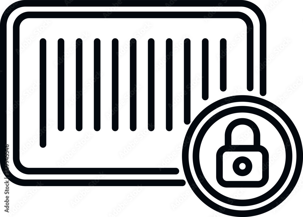 Poster secured bar code icon outline vector. cipher data. lock security