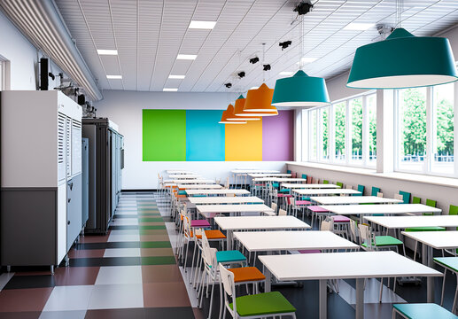 School cafeteria. Generative AI