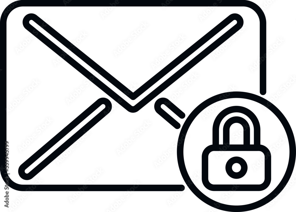 Poster secured mail icon outline vector. cipher data. lock code