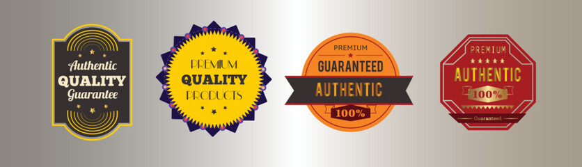 Badge, template, authentic, Premium, Guaranteed, Quality illustration 