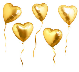 Golden heart shaped air balloons