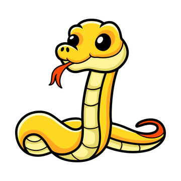Cute yellow insularis snake cartoon