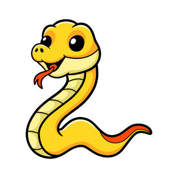 Cute yellow insularis snake cartoon