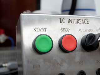Button switch push power green start stop red pink color off on control icon symbol machine metal...