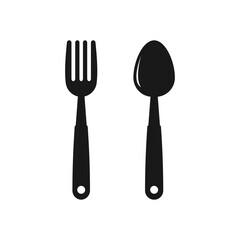 fork and spoon icon in flat style on white background