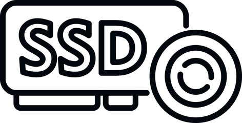 Ssd backup icon outline vector. Data cloud. Server file