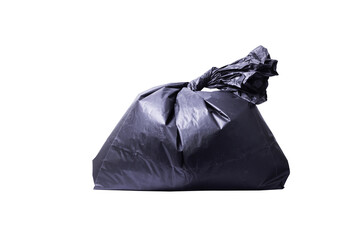 black garbage bag isolated on white background, clipping paths