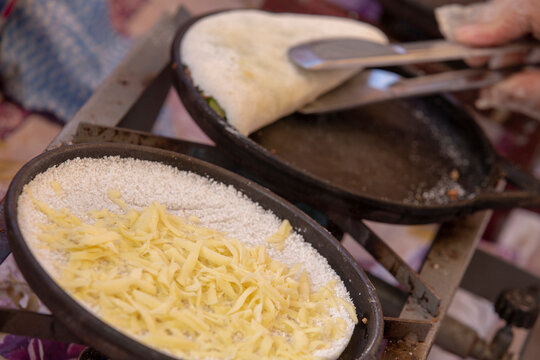 Brazilian street food: beiju of tapioca with cheese