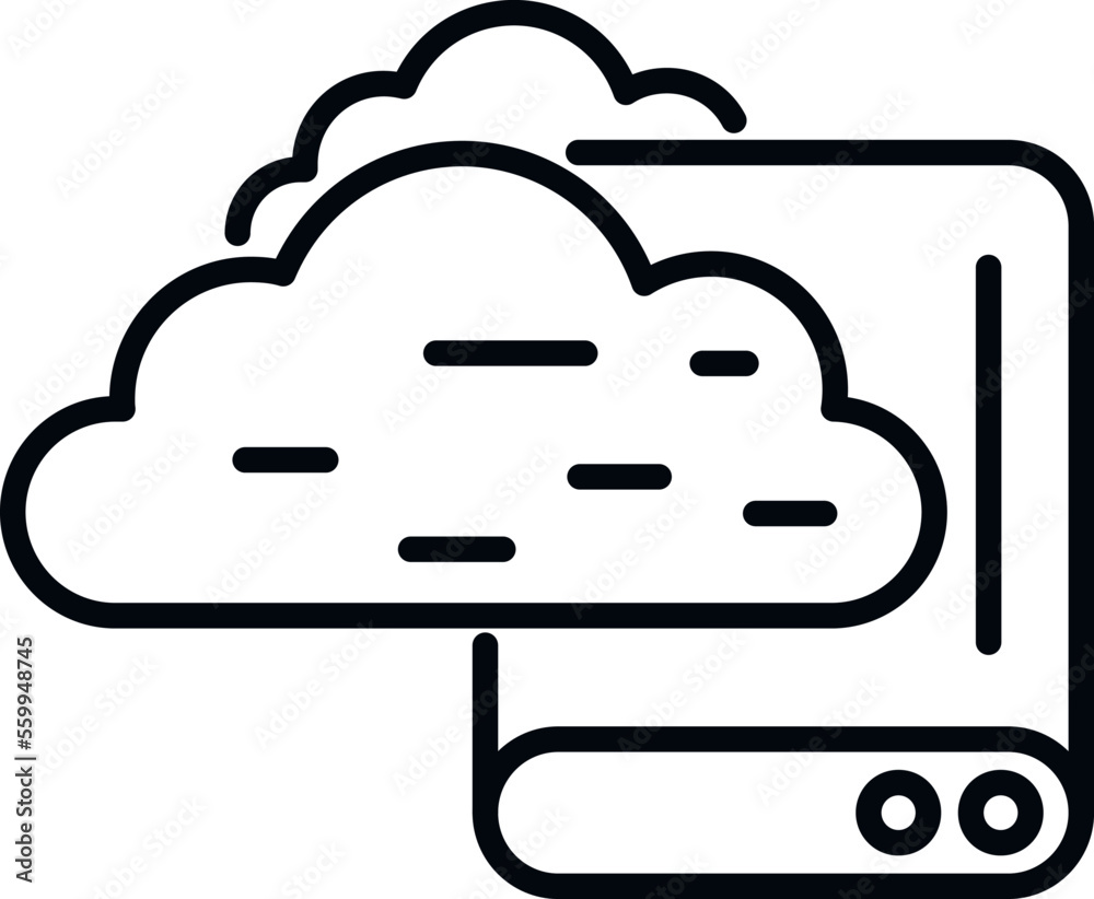 Poster storage cloud icon outline vector. backup data. network file