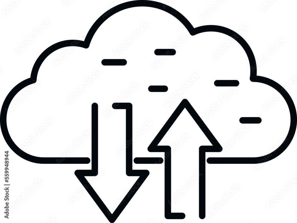 Poster upload data cloud icon outline vector. computer storage. file network