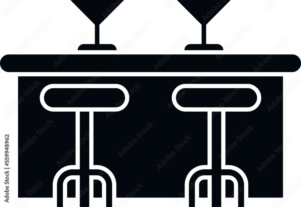 Sticker Alcohol bar counter icon simple vector. Cafe table. Desk chair