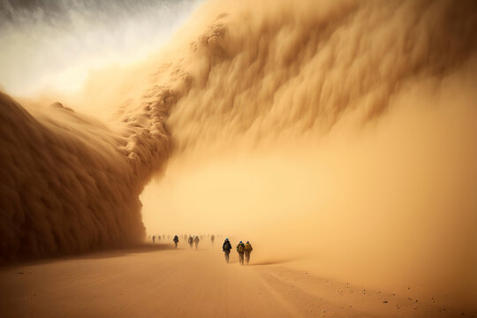 People in a sandstorm - Generative AI