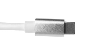 USB type C cable isolated on white. Modern technology