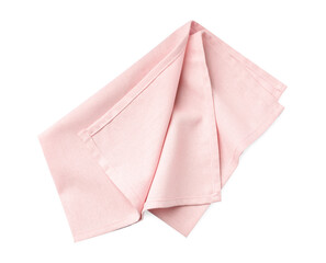 Fototapeta premium Pink fabric napkin on white background, top view