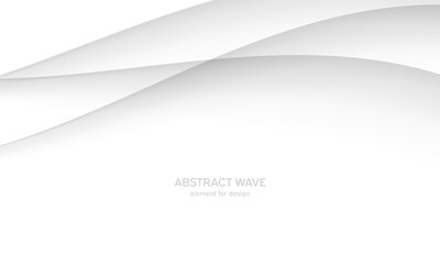 Abstract white background with smooth gray lines, waves. Modern, luxury and fashion. Gradient geometric. Vector illustration.