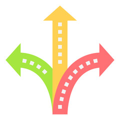 crossroad icon flat color vector illustration . business symbol