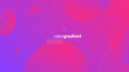 Abstract Modern Background with Retro Memphis Motion Round Circle Lines Element and Purple Red Gradient Color