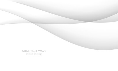 Abstract white background with smooth gray lines, waves. Modern, luxury and fashion. Gradient geometric. Vector illustration.