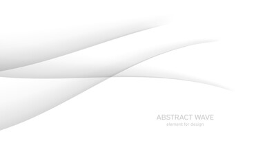 Abstract white background with smooth gray lines, waves. Modern, luxury and fashion. Gradient geometric. Vector illustration.