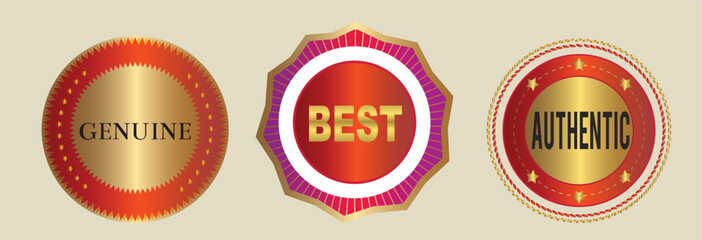 Badge, Gold badges, Authentic, Best illustration 