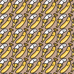 seamless pattern of banana fruit cartoon