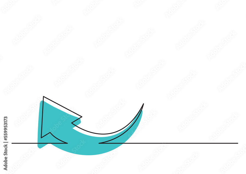 Poster continuous line drawing of colored arrow - png image with transparent background