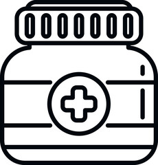 Fototapeta premium Medical bottle icon outline vector. Cough throat. Flu syrup