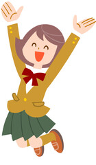 喜んでジャンプする女子学生
