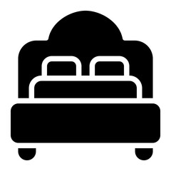 double bed glyph icon