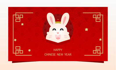 Chinese new year template with cute rabbit