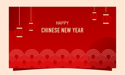 Chinese new year greeting card with red lampion