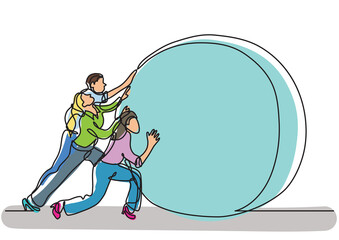 Fototapeta premium continuous line drawing business team efforts colored PNG image with transparent background