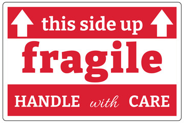Shipping and storage labels this side up fragile handle with care