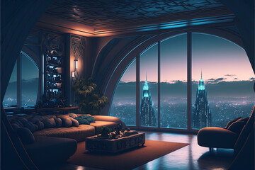 Penthouse design concept in futuristic style