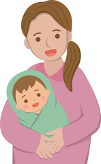 Mother with baby cartoon comic character vector