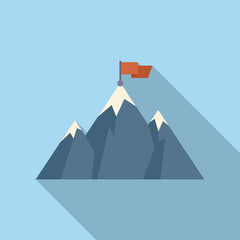 Target flag on mountain icon flat vector. Career climb. Business success