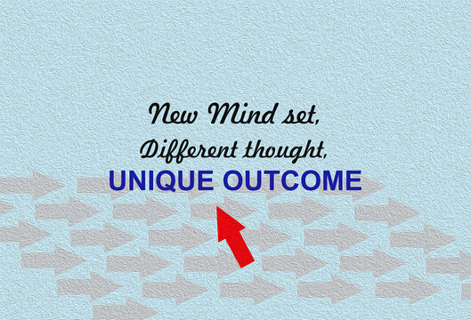 New mindset, different thoughts, unique outcome poster. Be different, Be unique, motivational quote about uniqueness. 