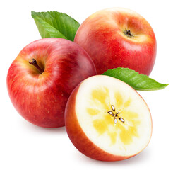 Honey core apple isolated on white background, Sweet honey core apple fruit on white With work path.