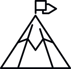 Journey flag on mountain icon outline vector. Top career. Climb success