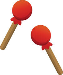 Cartoon comic vector illustration of drum sticks