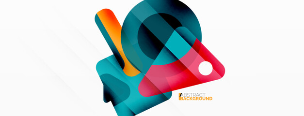 Primitive geometric shapes - line, triangle, square and circle composition. Vector geometric minimal abstract background for wallpaper, banner, background, landing page