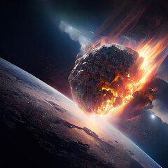 asteroid colliding with planet earth