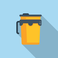 Tea thermo cup icon flat vector. Coffee mug. Tumbler vacuum