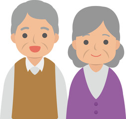 Elderly couple happy smiling cartoon comic vector