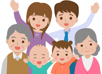 A family happy smiling cartoon comic vector